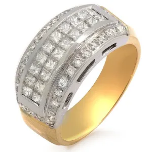 0.15ct Round and Princess-cut Diamond Ring, 18k Two-tone Gold