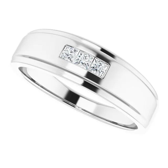 0.24 ctw Channel Set Princess Cut Diamond Men's Ring