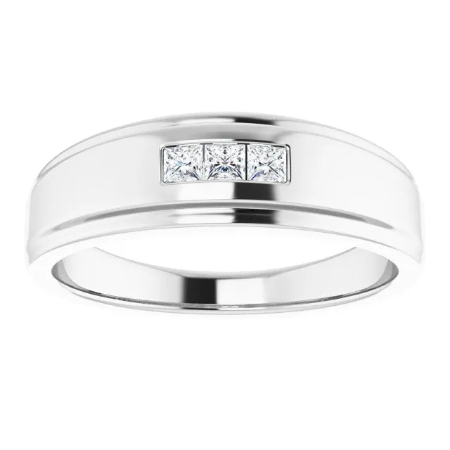 0.24 ctw Channel Set Princess Cut Diamond Men's Ring