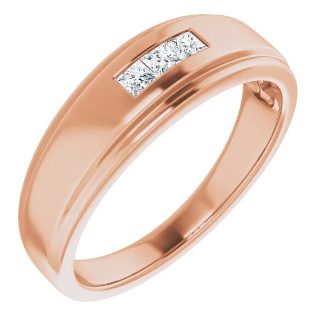 0.24 ctw Channel Set Princess Cut Diamond Men's Ring
