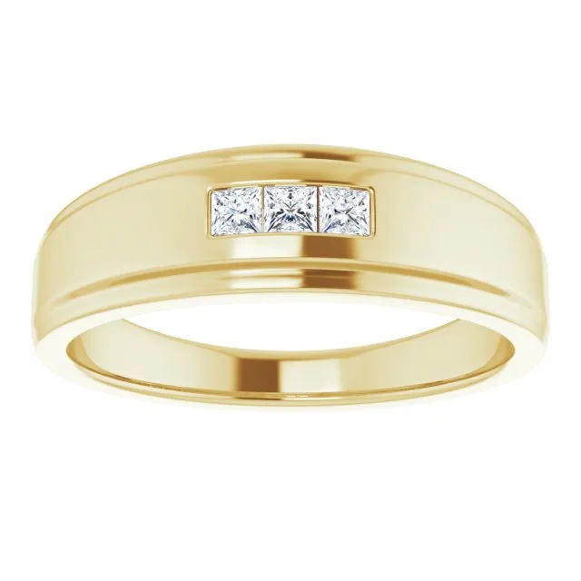 0.24 ctw Channel Set Princess Cut Diamond Men's Ring