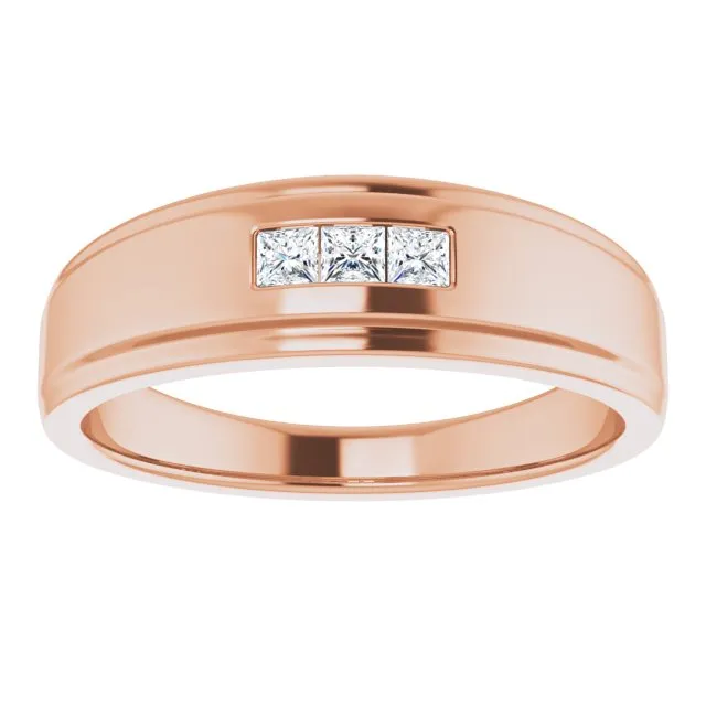 0.24 ctw Channel Set Princess Cut Diamond Men's Ring