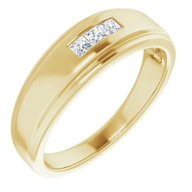 0.24 ctw Channel Set Princess Cut Diamond Men's Ring