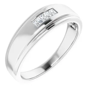 0.24 ctw Channel Set Princess Cut Diamond Men's Ring
