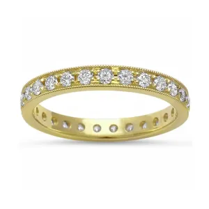 0.68ct Round Pavé Diamonds in 14K Yellow Gold Wedding Eternity Band Ring