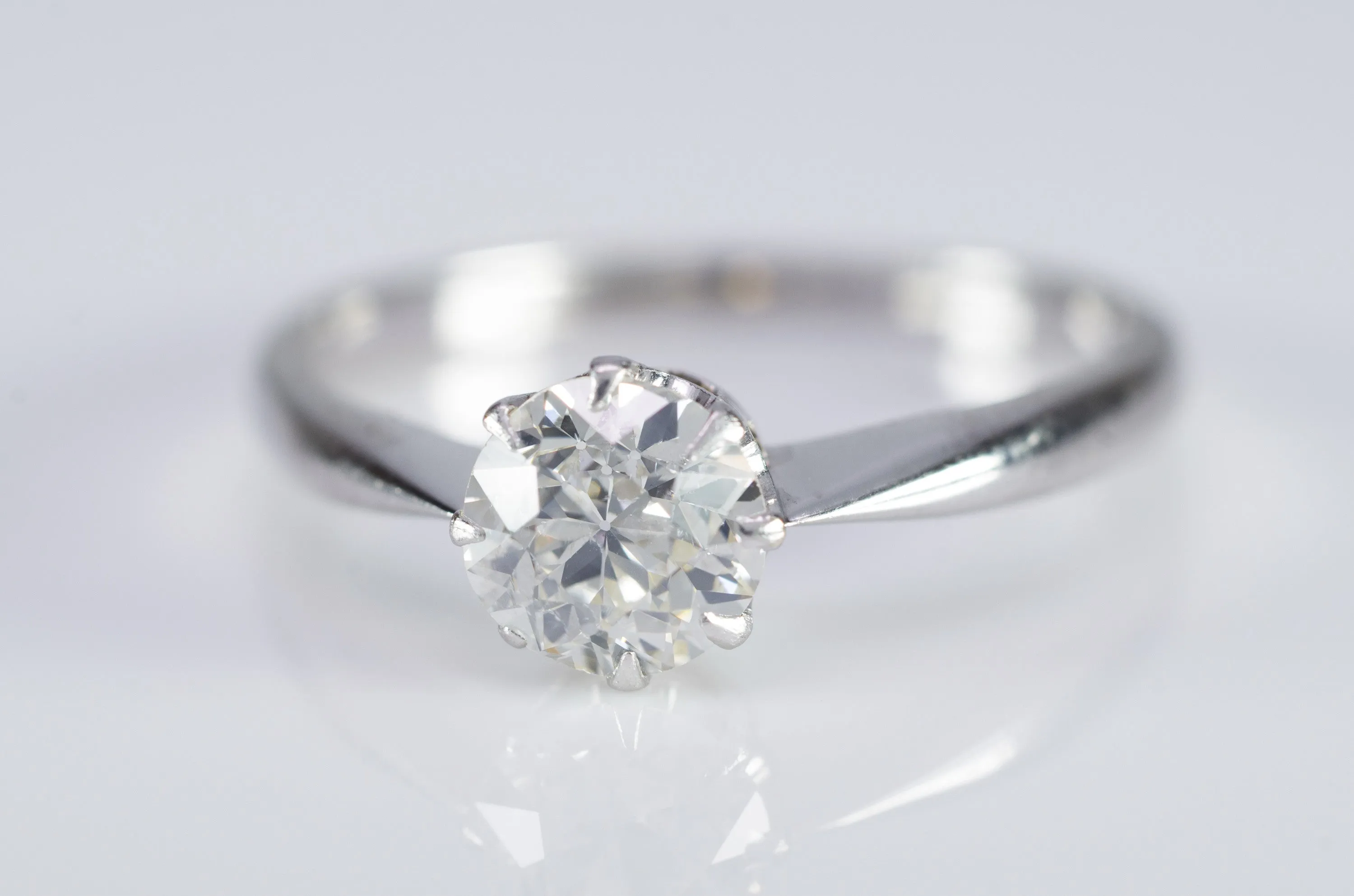 0.78CT OLD EUROPEAN CUT DIAMOND SOLITAIRE IN WHITE GOLD