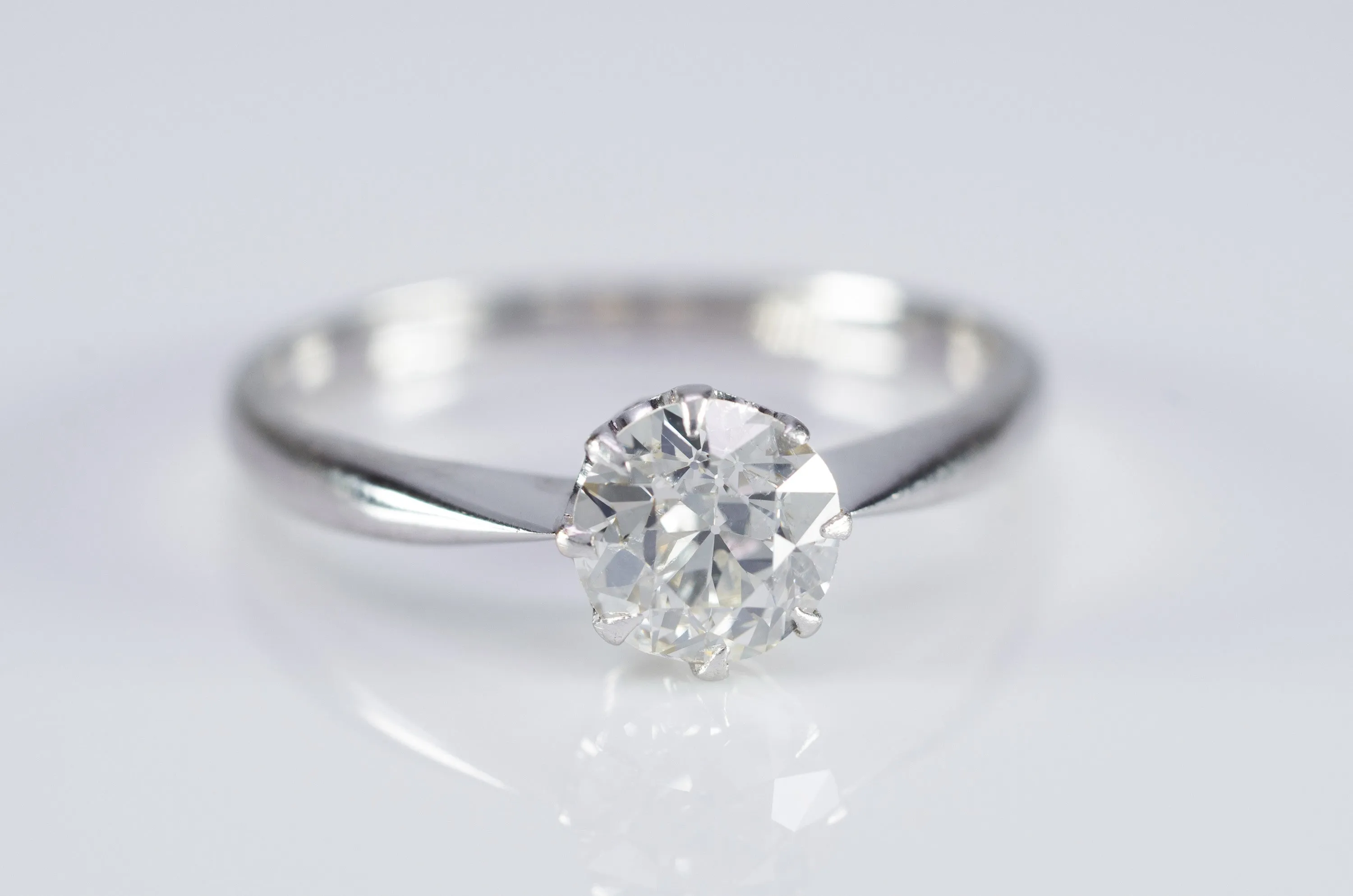 0.78CT OLD EUROPEAN CUT DIAMOND SOLITAIRE IN WHITE GOLD