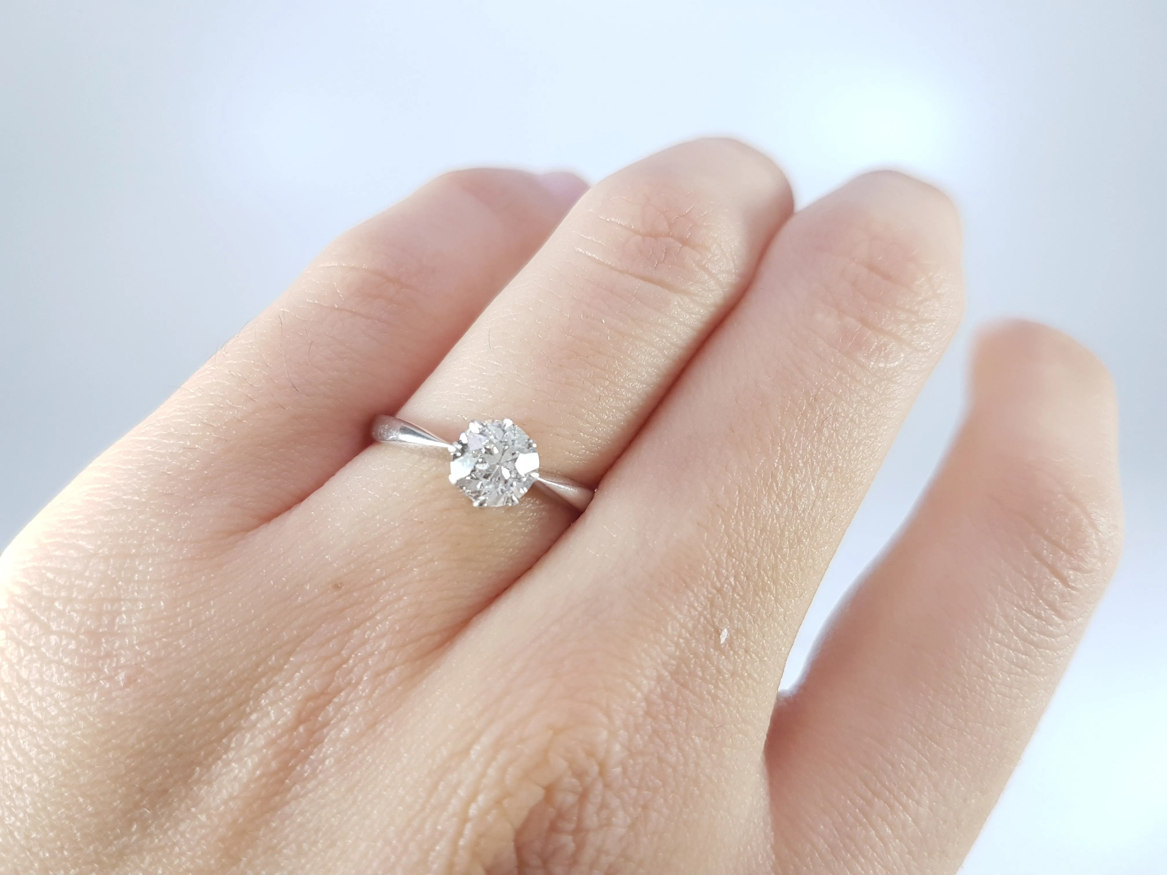 0.78CT OLD EUROPEAN CUT DIAMOND SOLITAIRE IN WHITE GOLD