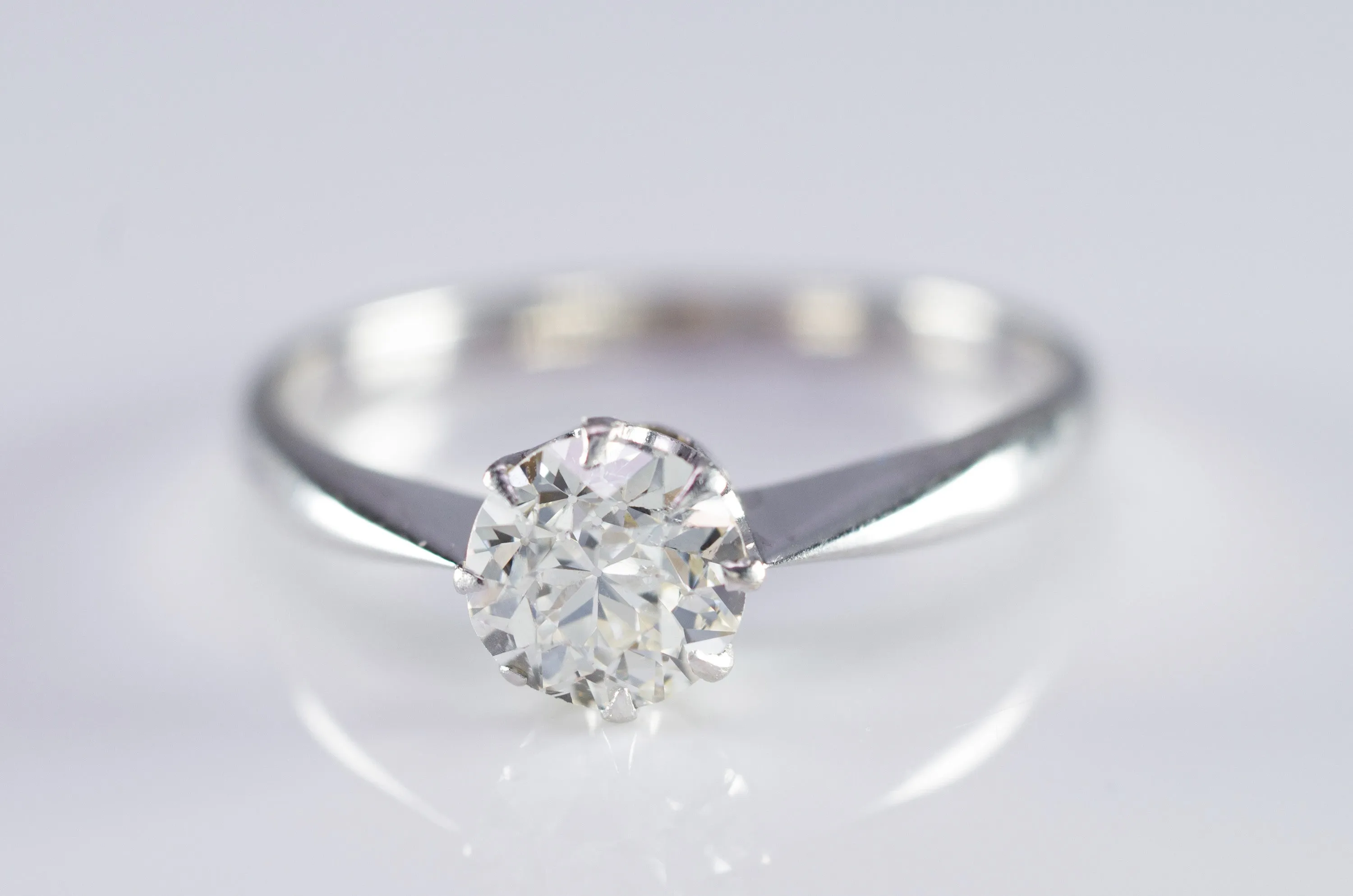 0.78CT OLD EUROPEAN CUT DIAMOND SOLITAIRE IN WHITE GOLD