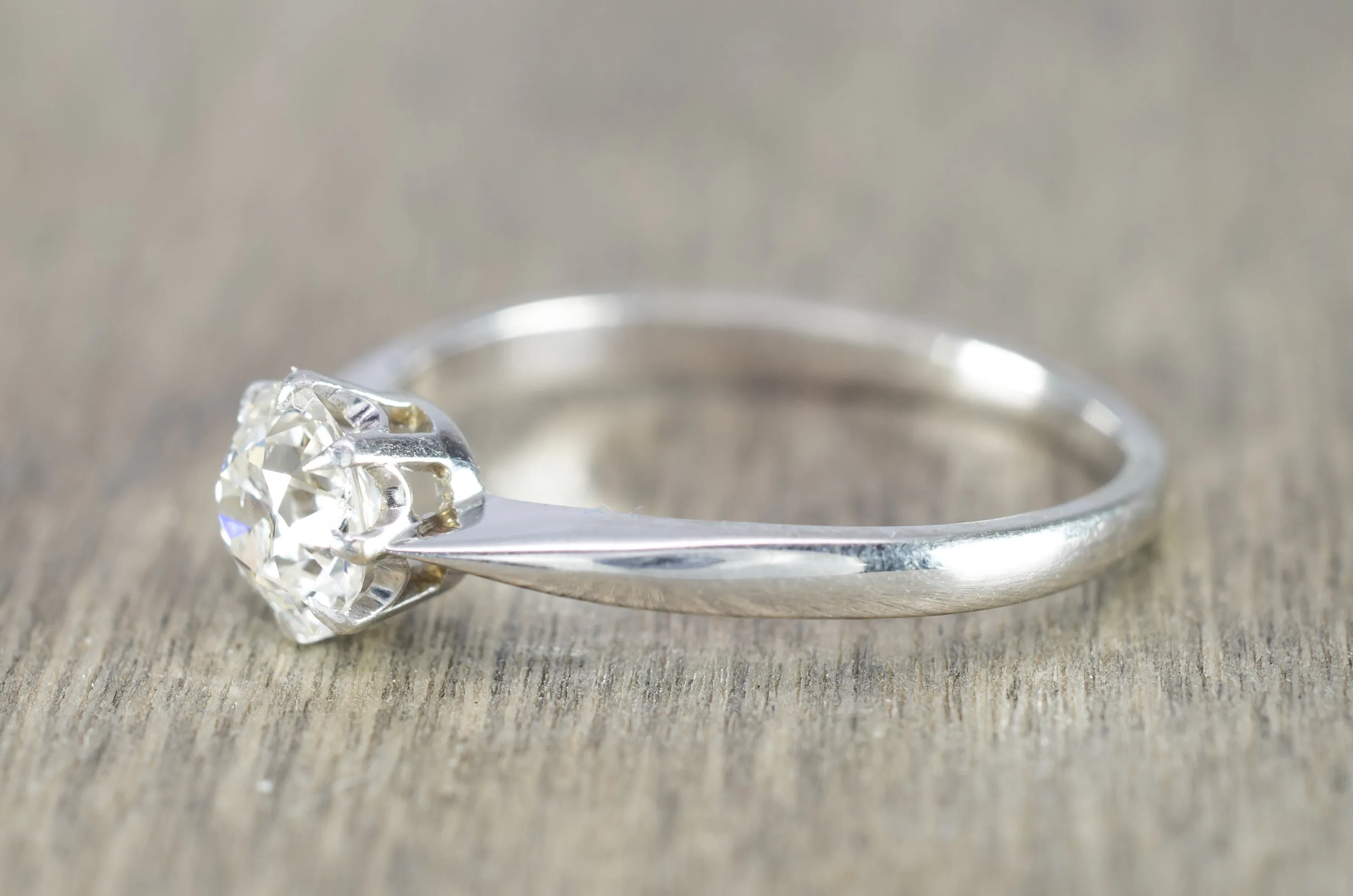 0.78CT OLD EUROPEAN CUT DIAMOND SOLITAIRE IN WHITE GOLD