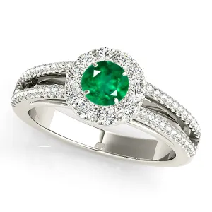 0.85 ct. Genuine Emerald Ring With Halo And Split Band
