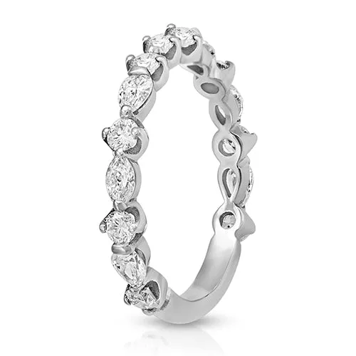 0.89 CT. Marquise, Round, Pear Diamond Alternating Anniversary Band in 14K White Gold