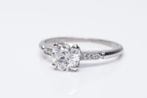 0.95CT ART DECO OLD EUROPEAN CUT DIAMOND SOLITAIRE WITH ACCENTS