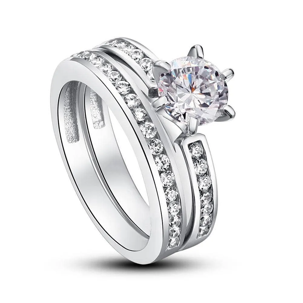 1 Carat Round Cut Created Diamond 2-Pc Wedding Engagement Ring Set