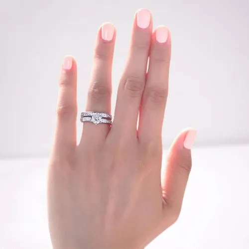 1 Carat Round Cut Created Diamond 2-Pc Wedding Engagement Ring Set