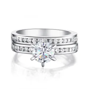 1 Carat Round Cut Created Diamond 2-Pc Wedding Engagement Ring Set