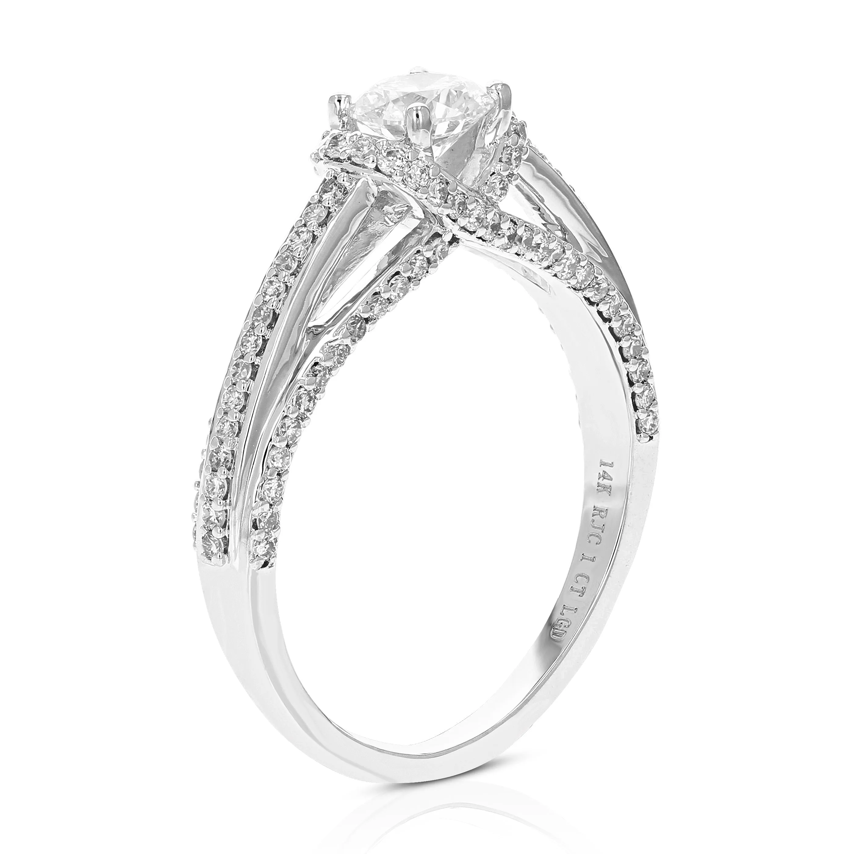 1 cttw Lab Grown Diamond Engagement Rings in 14K White Gold