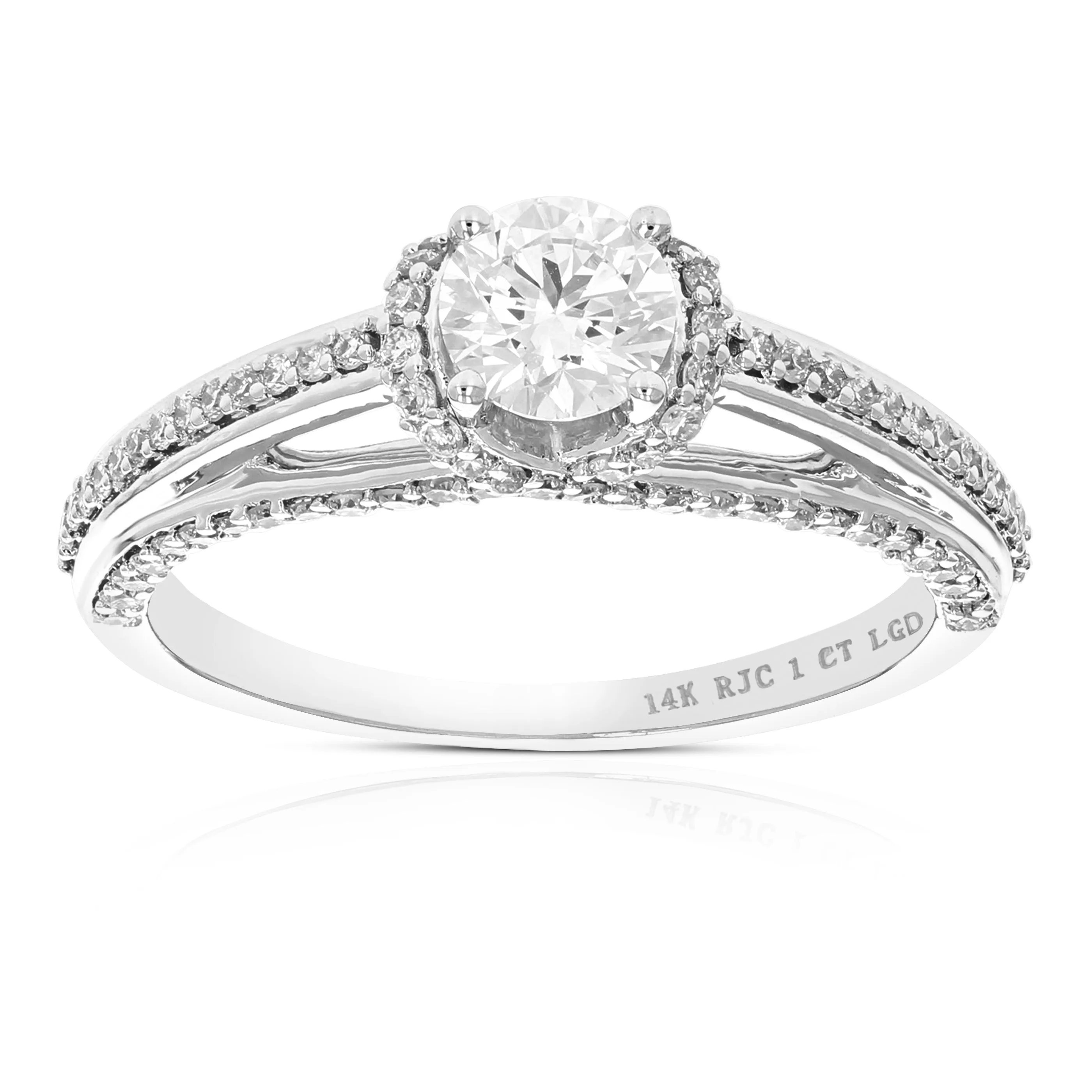 1 cttw Lab Grown Diamond Engagement Rings in 14K White Gold