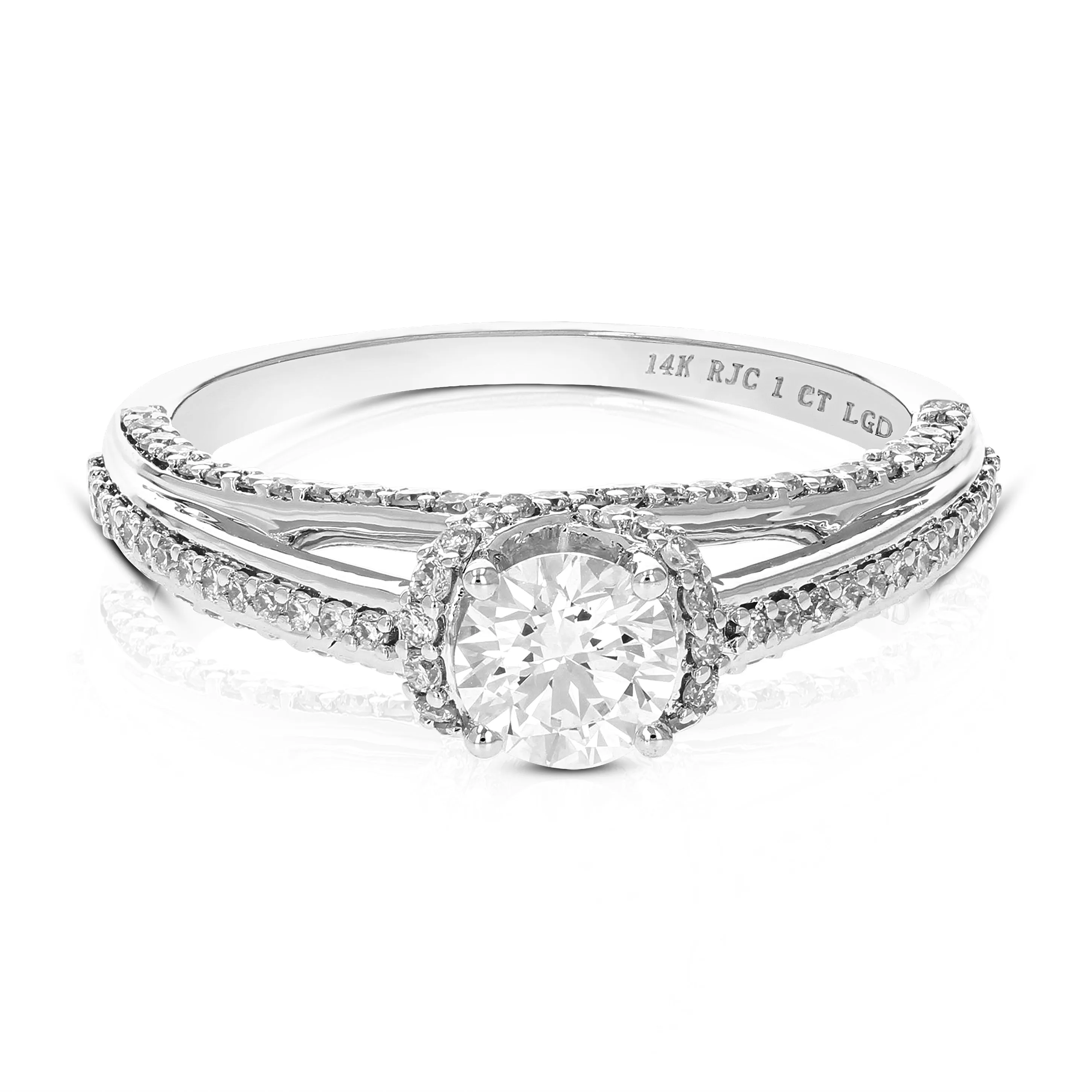 1 cttw Lab Grown Diamond Engagement Rings in 14K White Gold