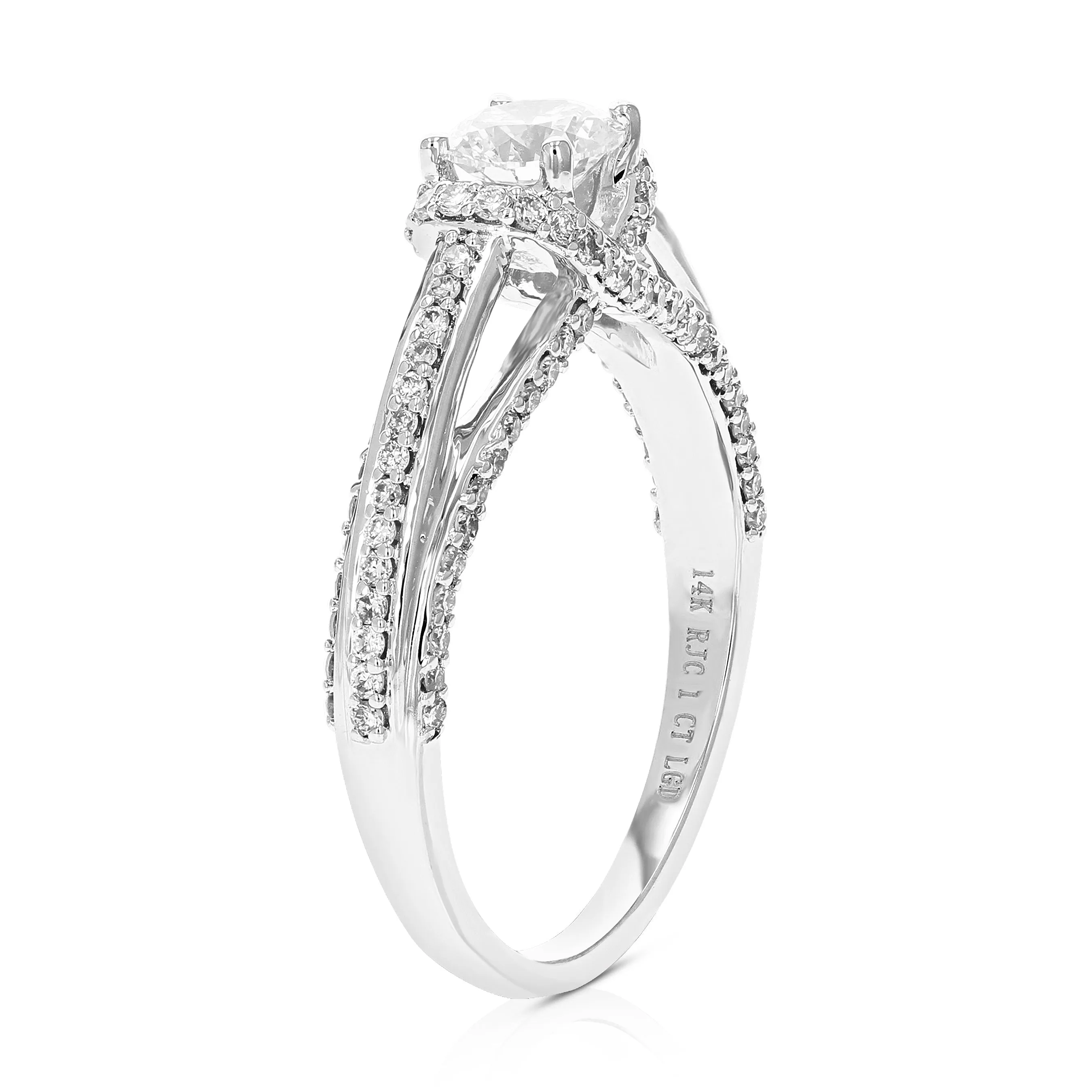 1 cttw Lab Grown Diamond Engagement Rings in 14K White Gold