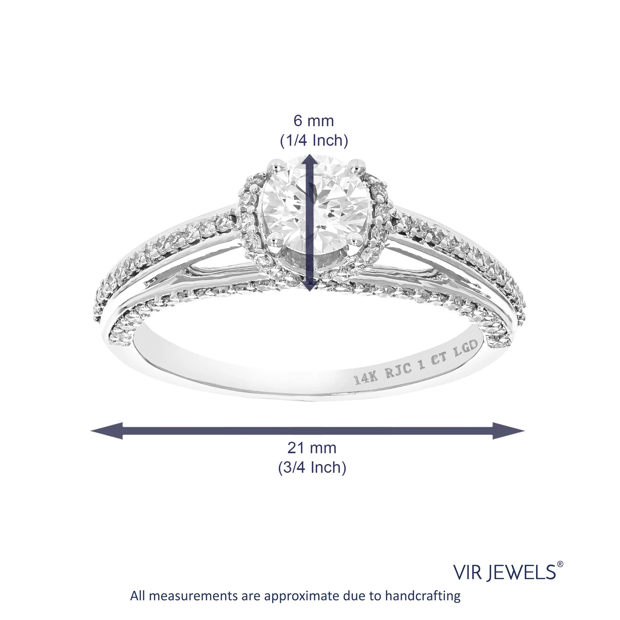 1 cttw Lab Grown Diamond Engagement Rings in 14K White Gold
