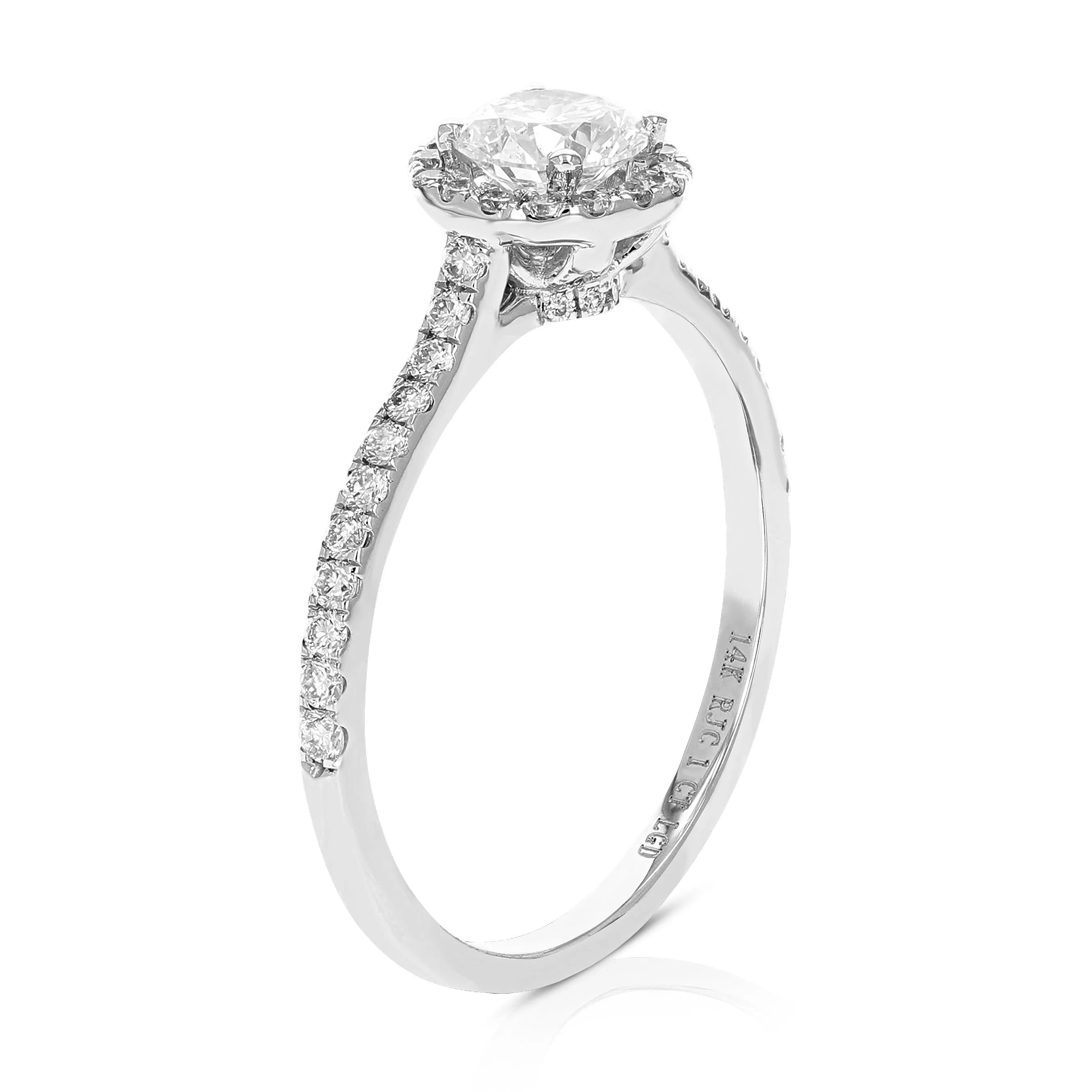 1 cttw Lab Grown Diamond Round Engagement Rings in 14K White Gold