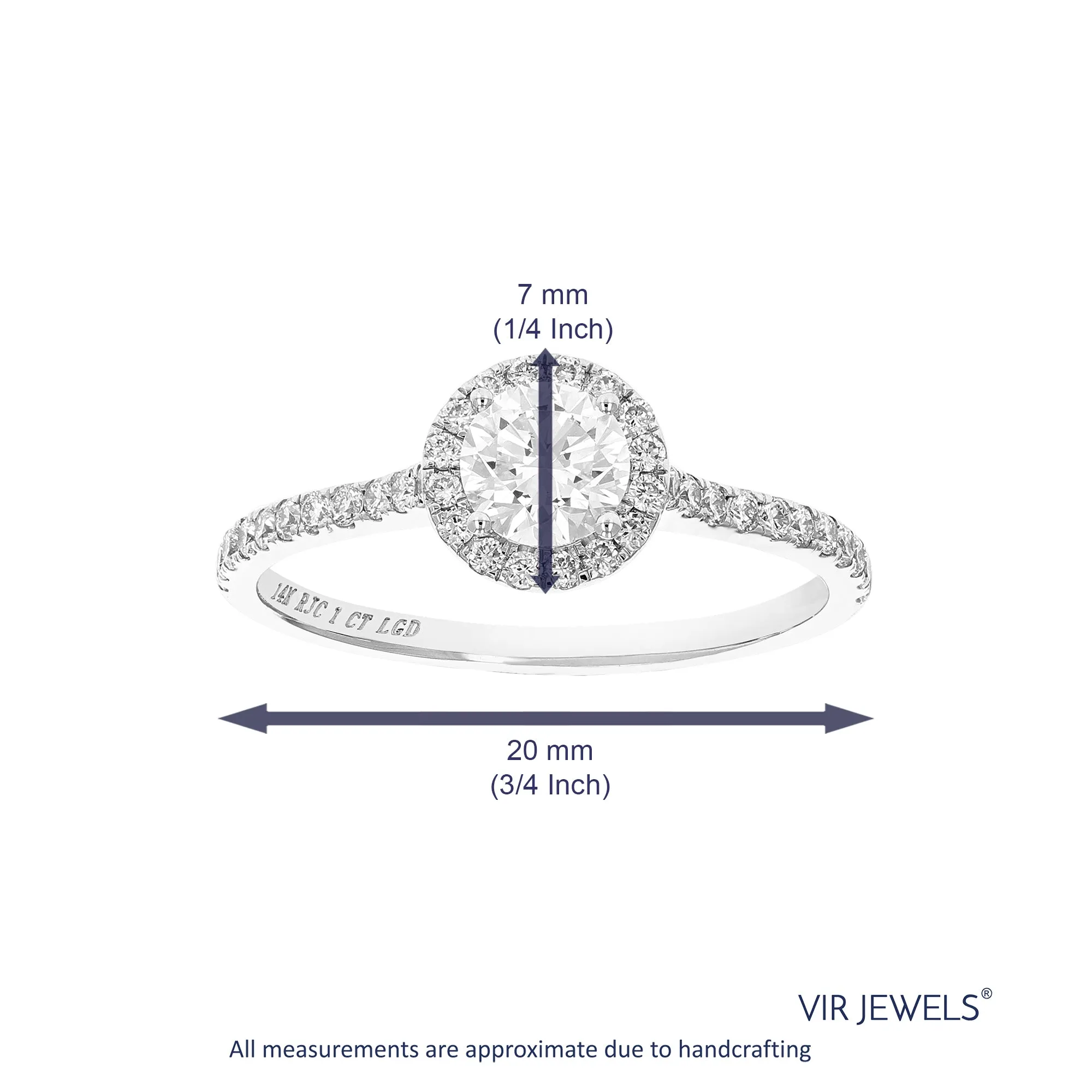 1 cttw Lab Grown Diamond Round Engagement Rings in 14K White Gold
