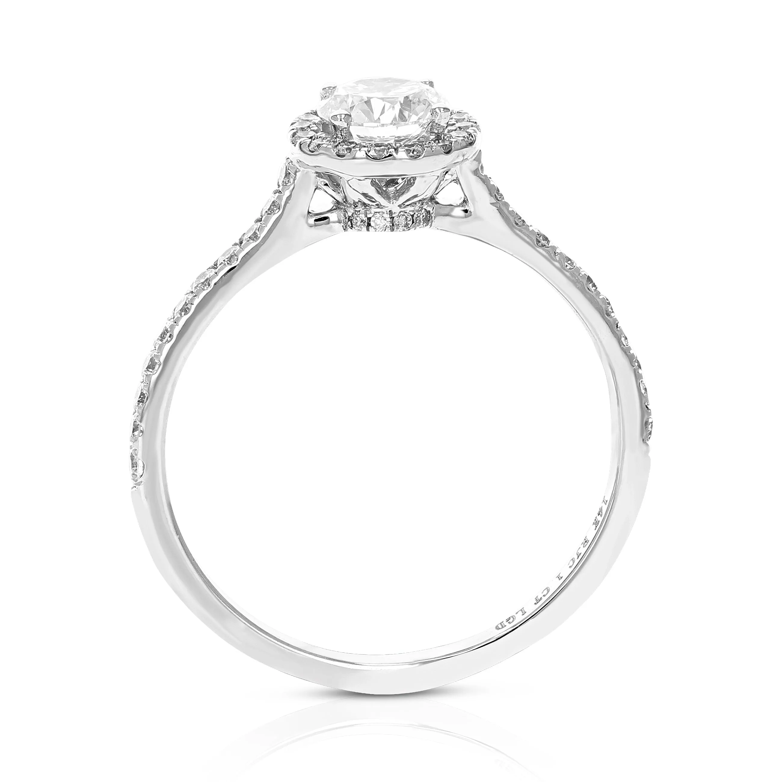 1 cttw Lab Grown Diamond Round Engagement Rings in 14K White Gold