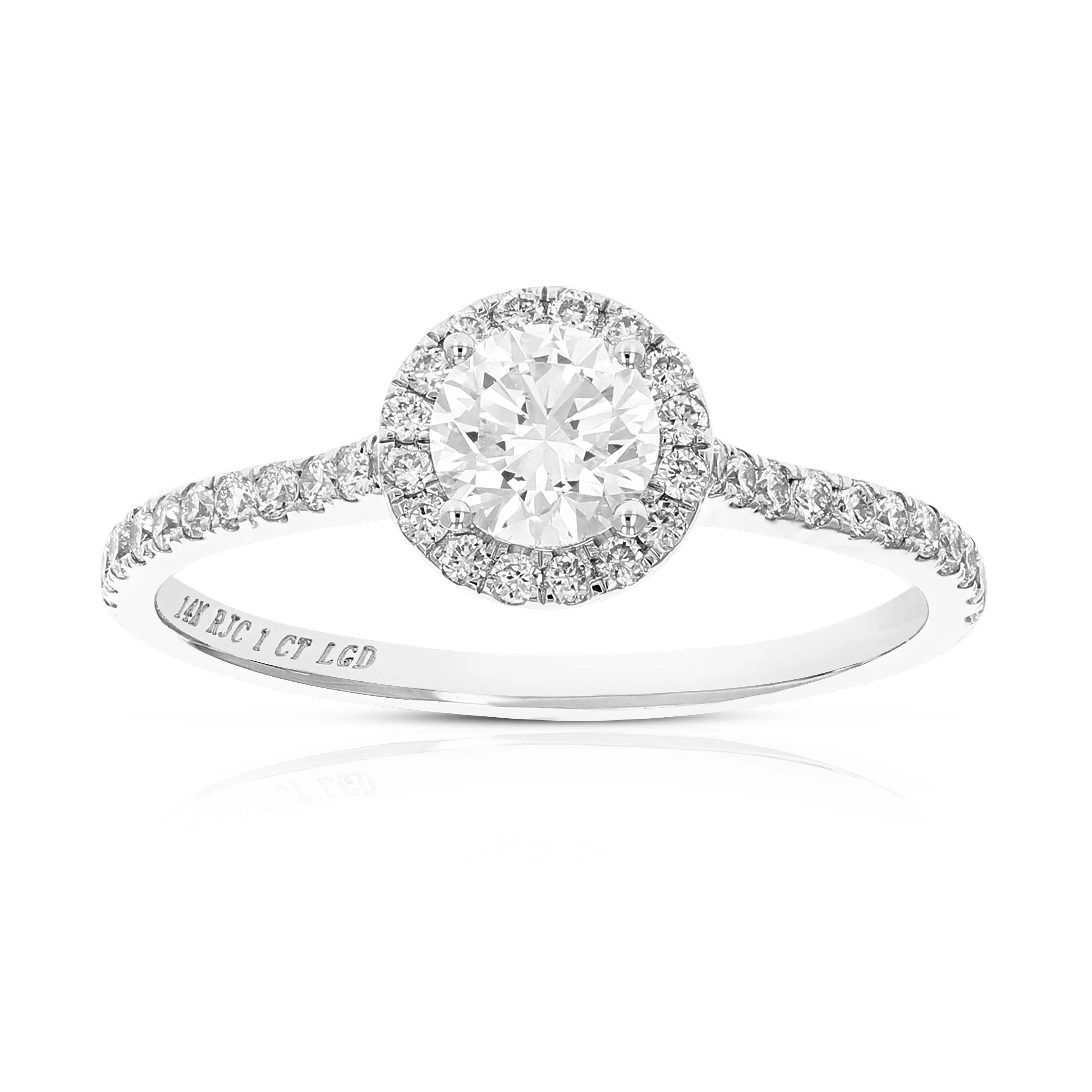 1 cttw Lab Grown Diamond Round Engagement Rings in 14K White Gold