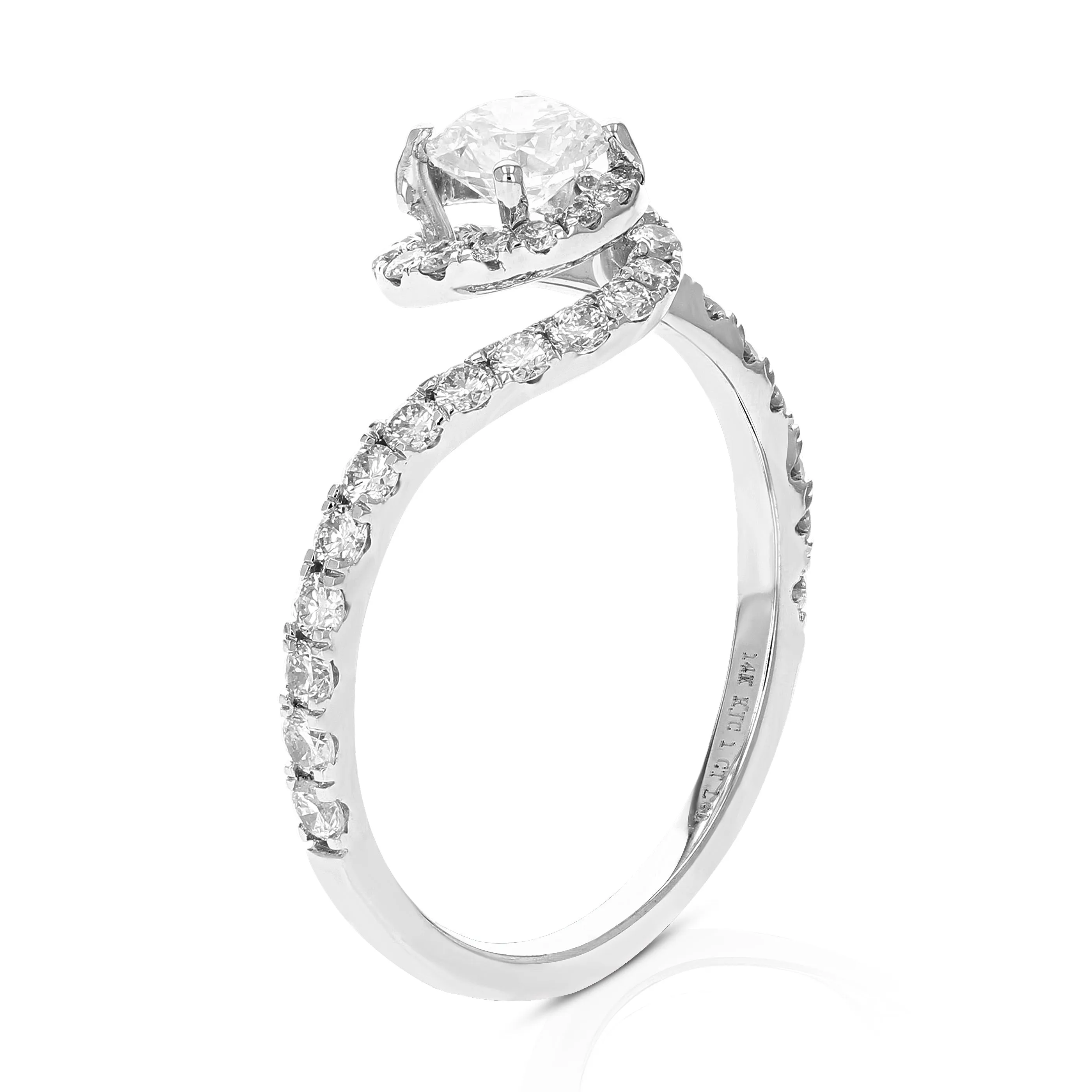 1 cttw Lab Grown Diamond Solitaire Wedding Rings in 14K White Gold