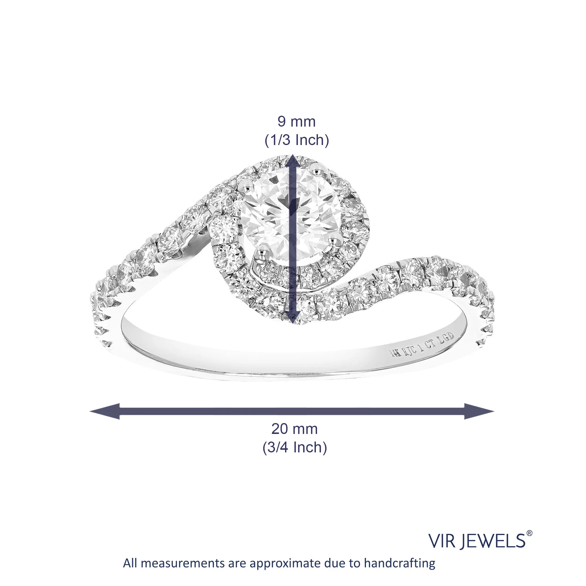 1 cttw Lab Grown Diamond Solitaire Wedding Rings in 14K White Gold