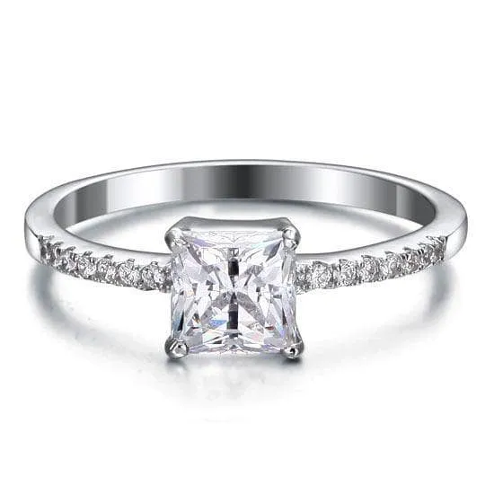 1.0 Ct Princess-Cut Diamond Classic Engagement Ring