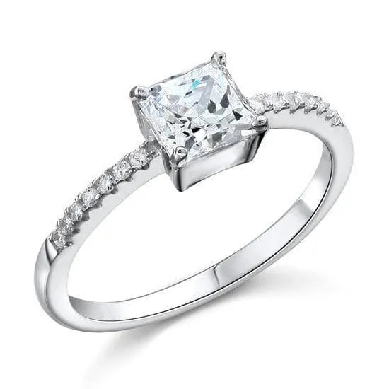 1.0 Ct Princess-Cut Diamond Classic Engagement Ring