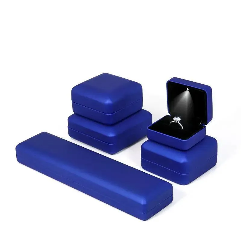 100PCs Wholesale Black LED Proposal Ring Leather Light Jewelry Box