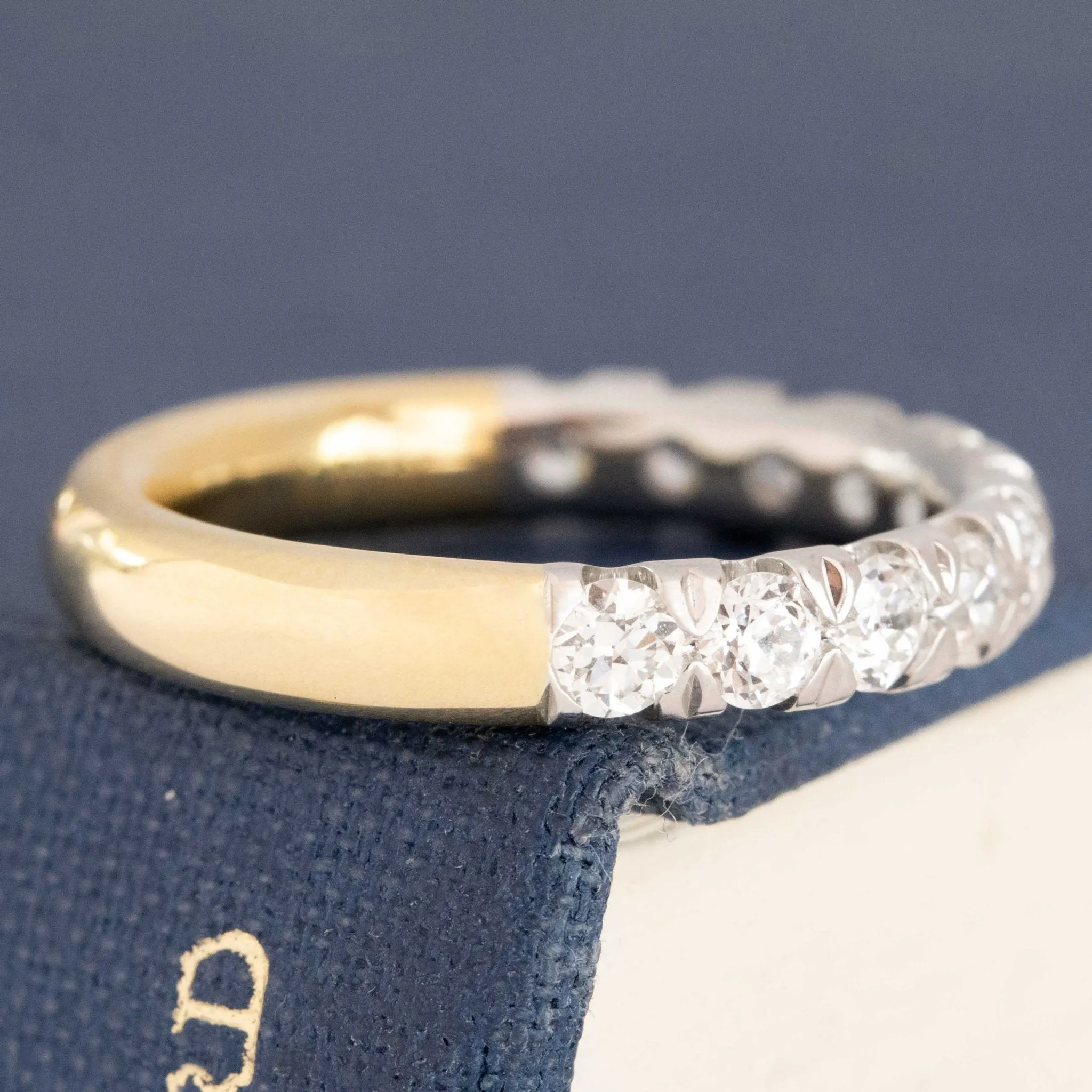 1.01ctw Old European Cut Diamond Half-Eternity Yin-Yang Band