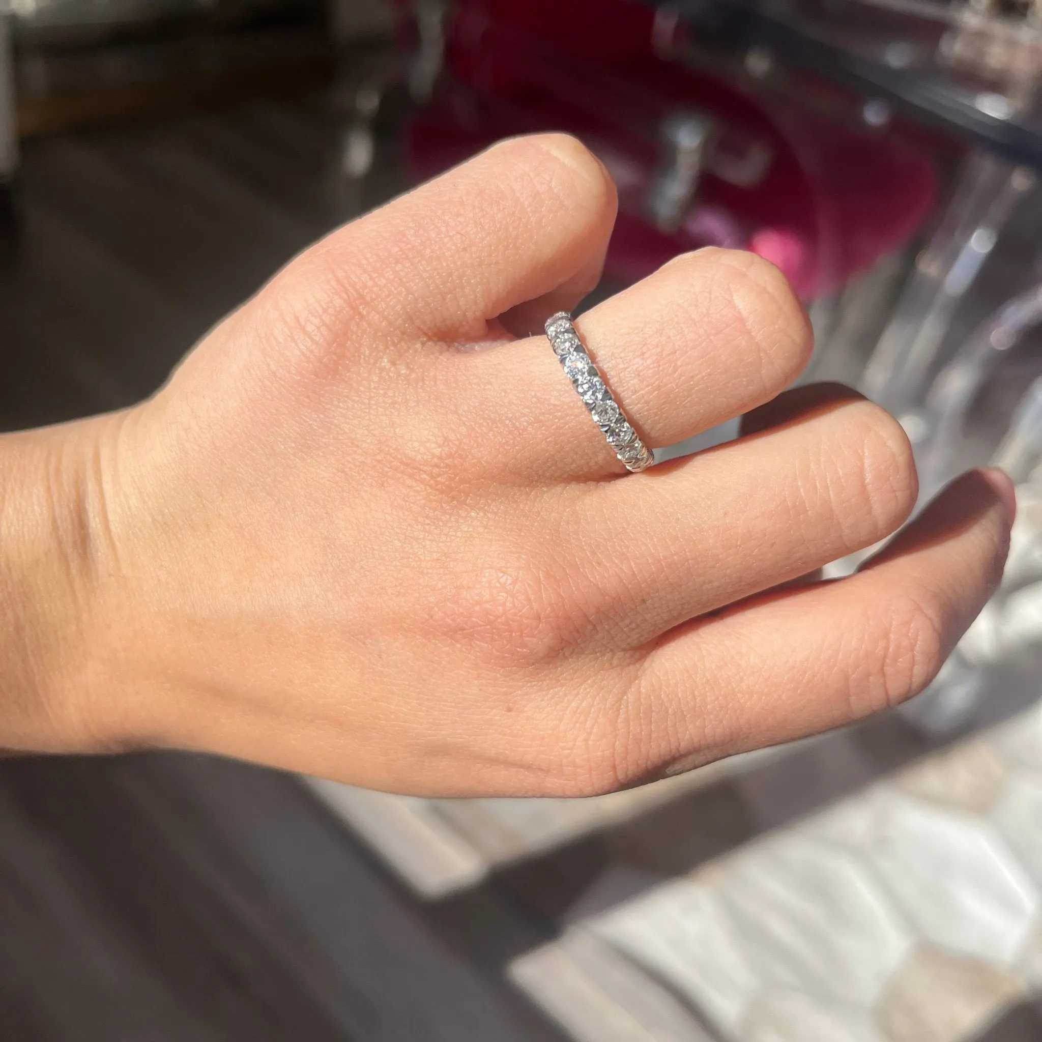 1.01ctw Old European Cut Diamond Half-Eternity Yin-Yang Band