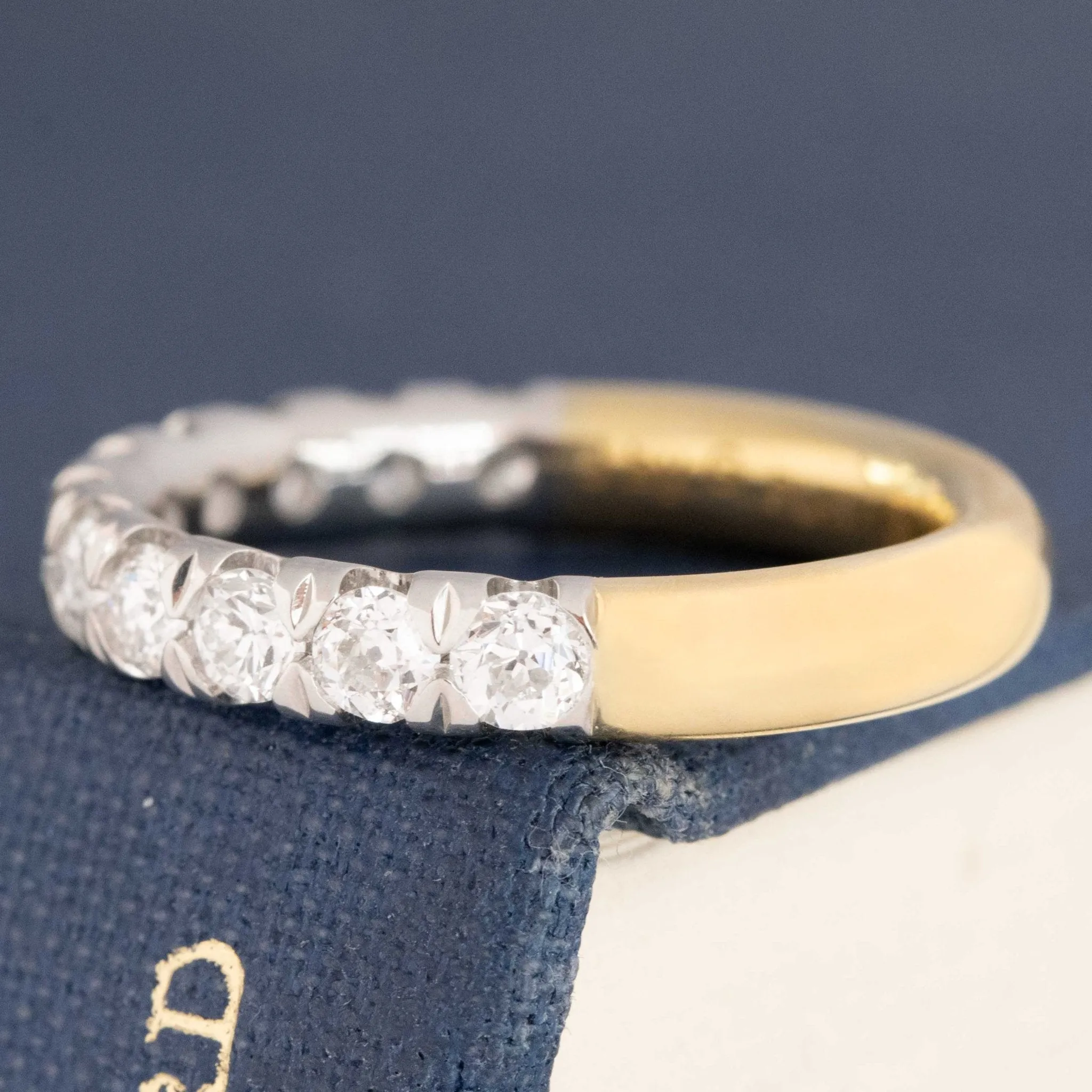 1.01ctw Old European Cut Diamond Half-Eternity Yin-Yang Band