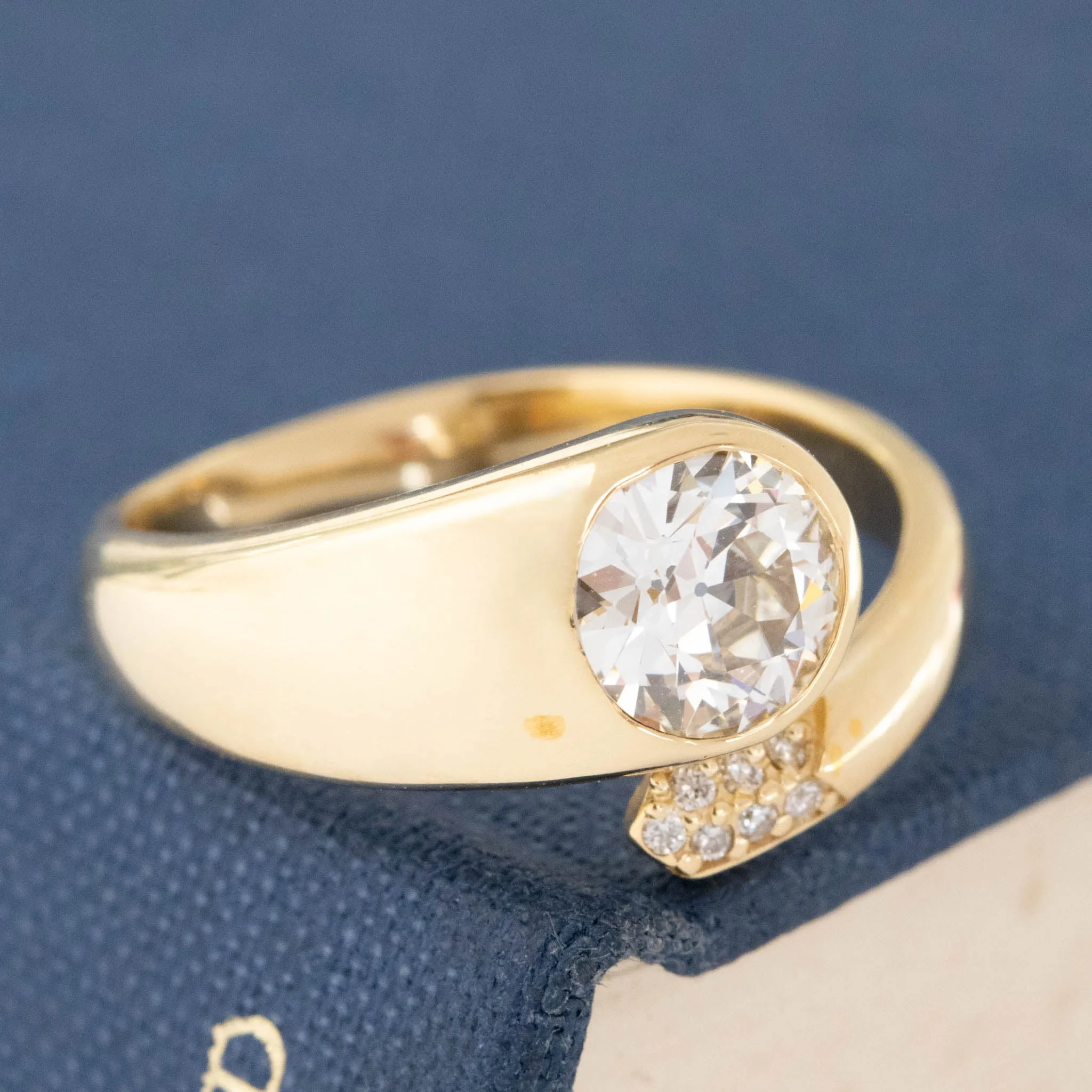 1.02ct Old European Cut Diamond Bypass Ring, GIA K VS1