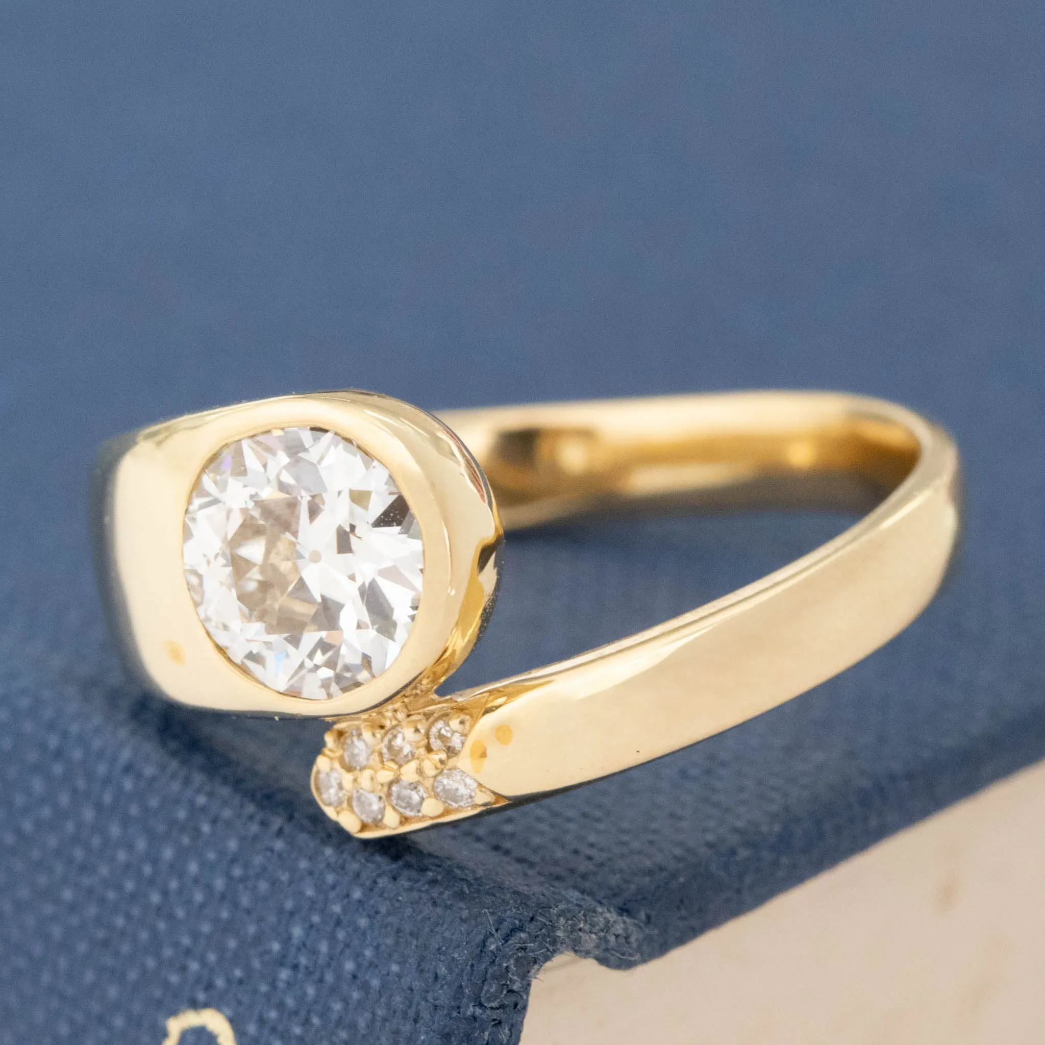 1.02ct Old European Cut Diamond Bypass Ring, GIA K VS1