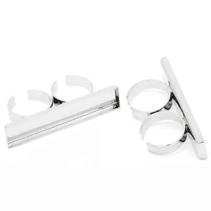 10*50mm Silver Plated Two Finger Ring-Adjustable Ring Blank,Double Ring Blanks Together,Blank Ring setting for Glass Cabochon,10pcs/lot
