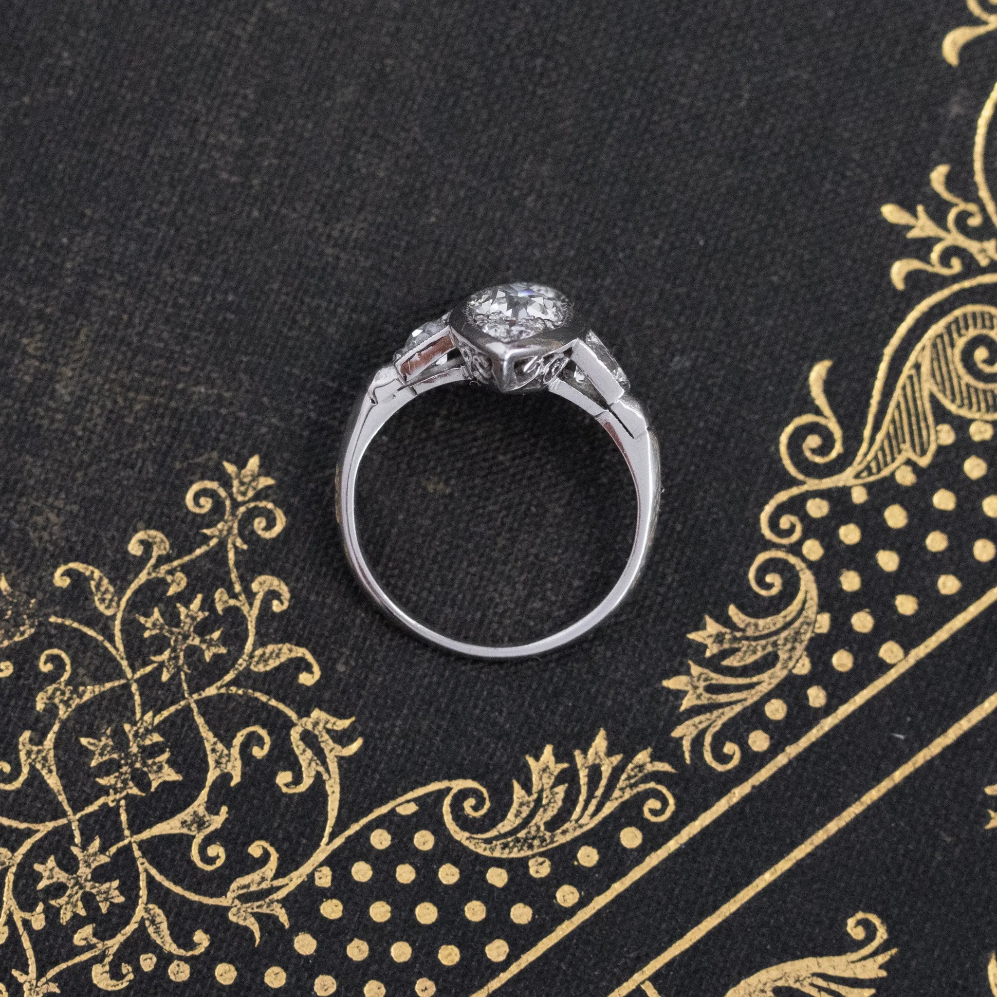 1.08ctw Vintage Old European Cut Navette Dinner Ring