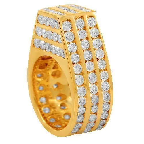10K Solid Yellow Gold Mens Diamond Pinky Ring 9.00 Ctw
