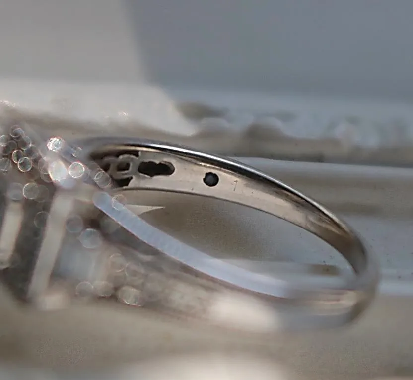 10k White Gold and Diamond Ring with Hidden Sapphire