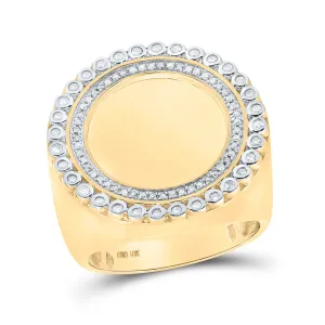 10kt Yellow Gold Mens Round Diamond Memory Circle Ring 3/8 Cttw