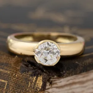 1.10ct Old European Cut Diamond Bezel Solitaire, French, GIA