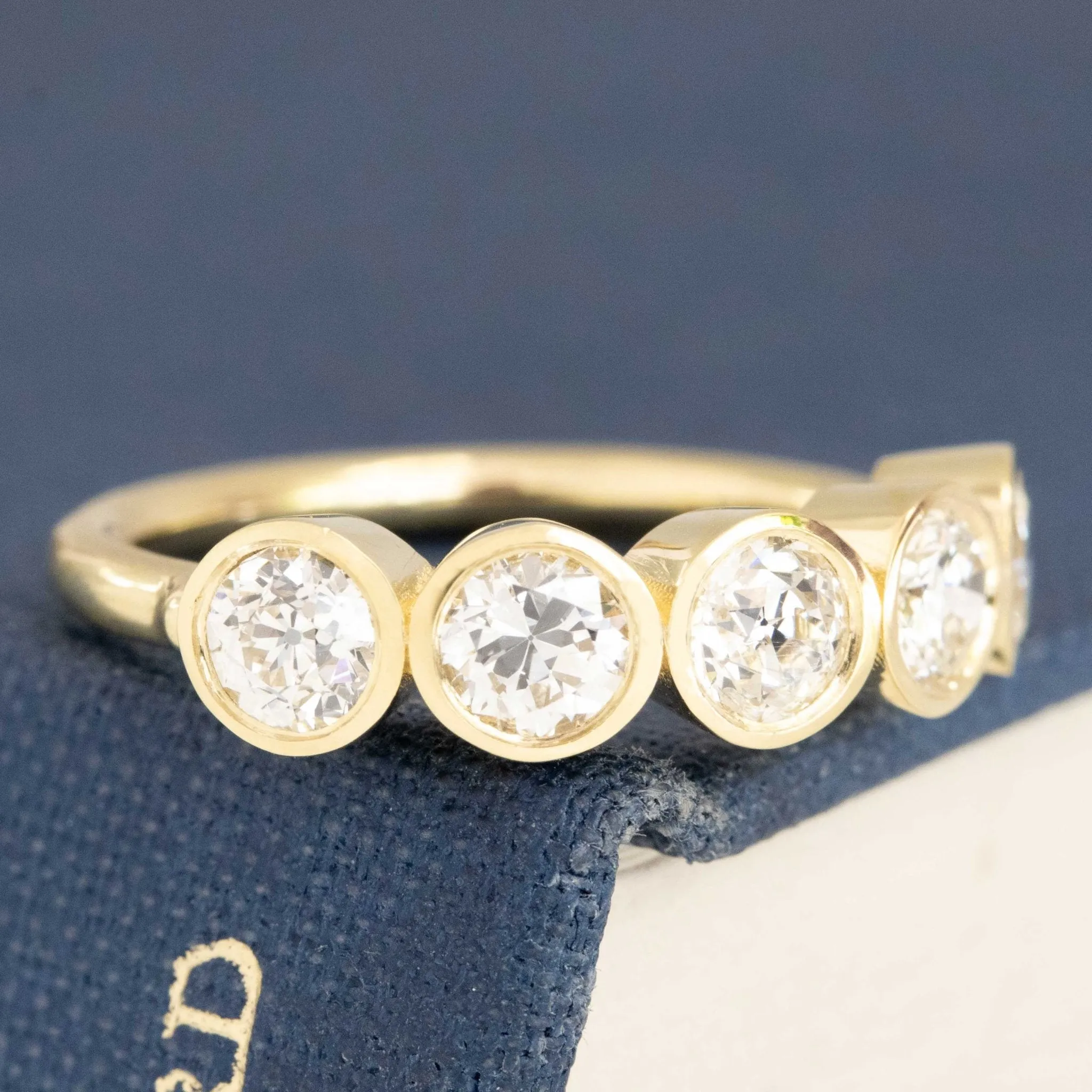 1.11ctw Old European Cut Diamond 5-Stone Bezel Band