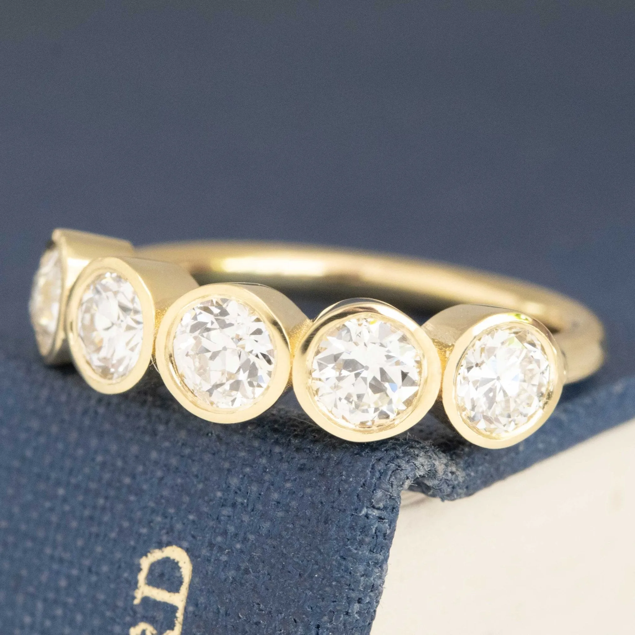 1.11ctw Old European Cut Diamond 5-Stone Bezel Band