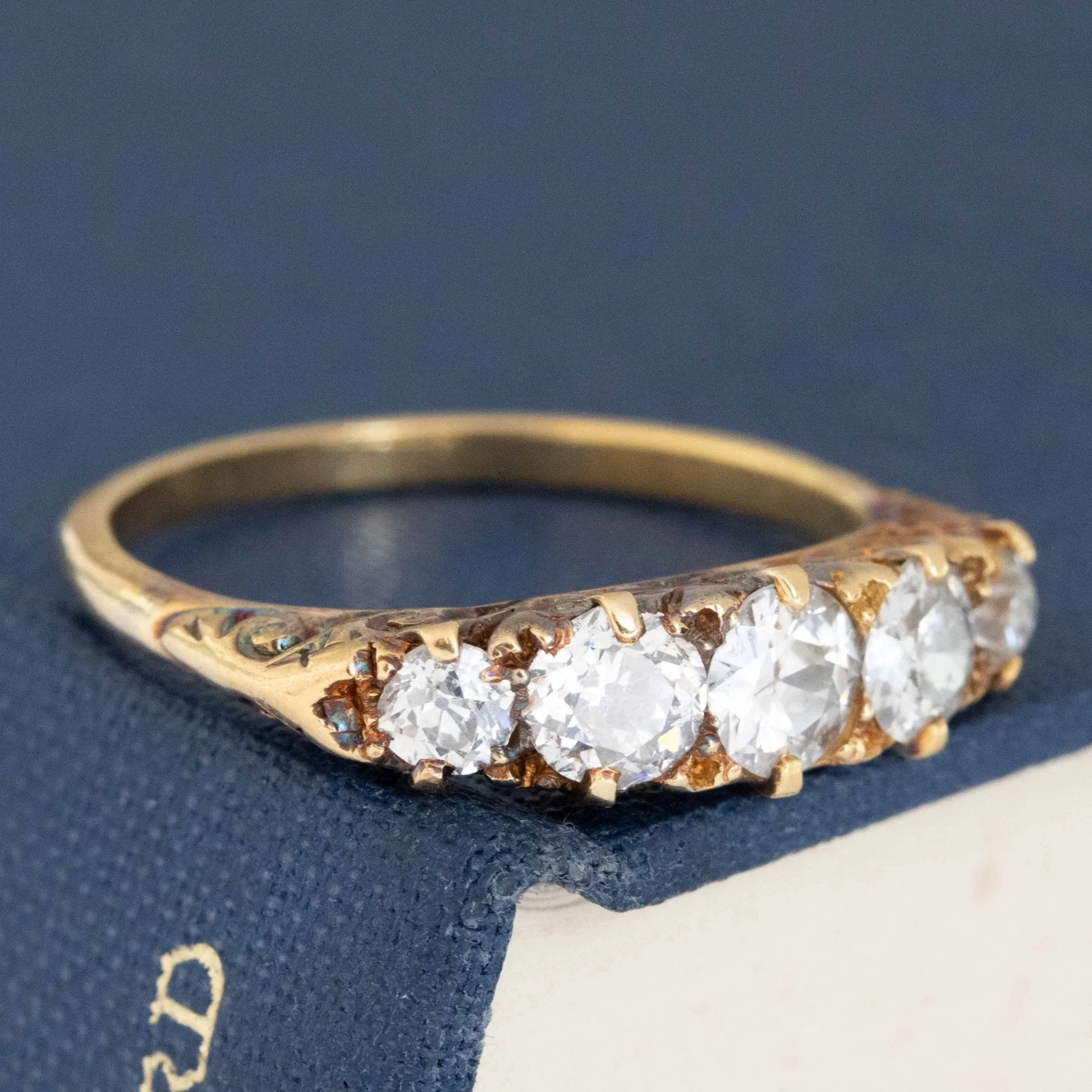 1.11ctw Vintage Old European Cut Diamond 5-Stone Graduated Band