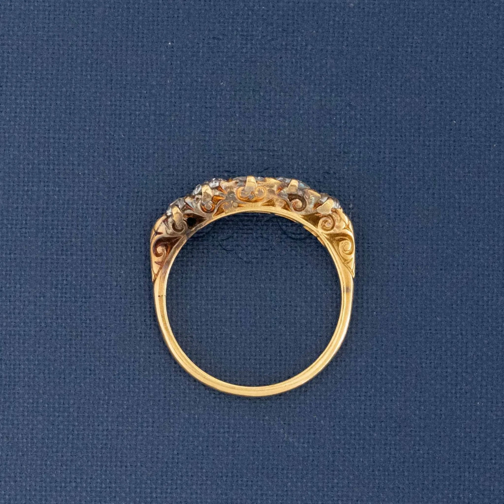 1.11ctw Vintage Old European Cut Diamond 5-Stone Graduated Band