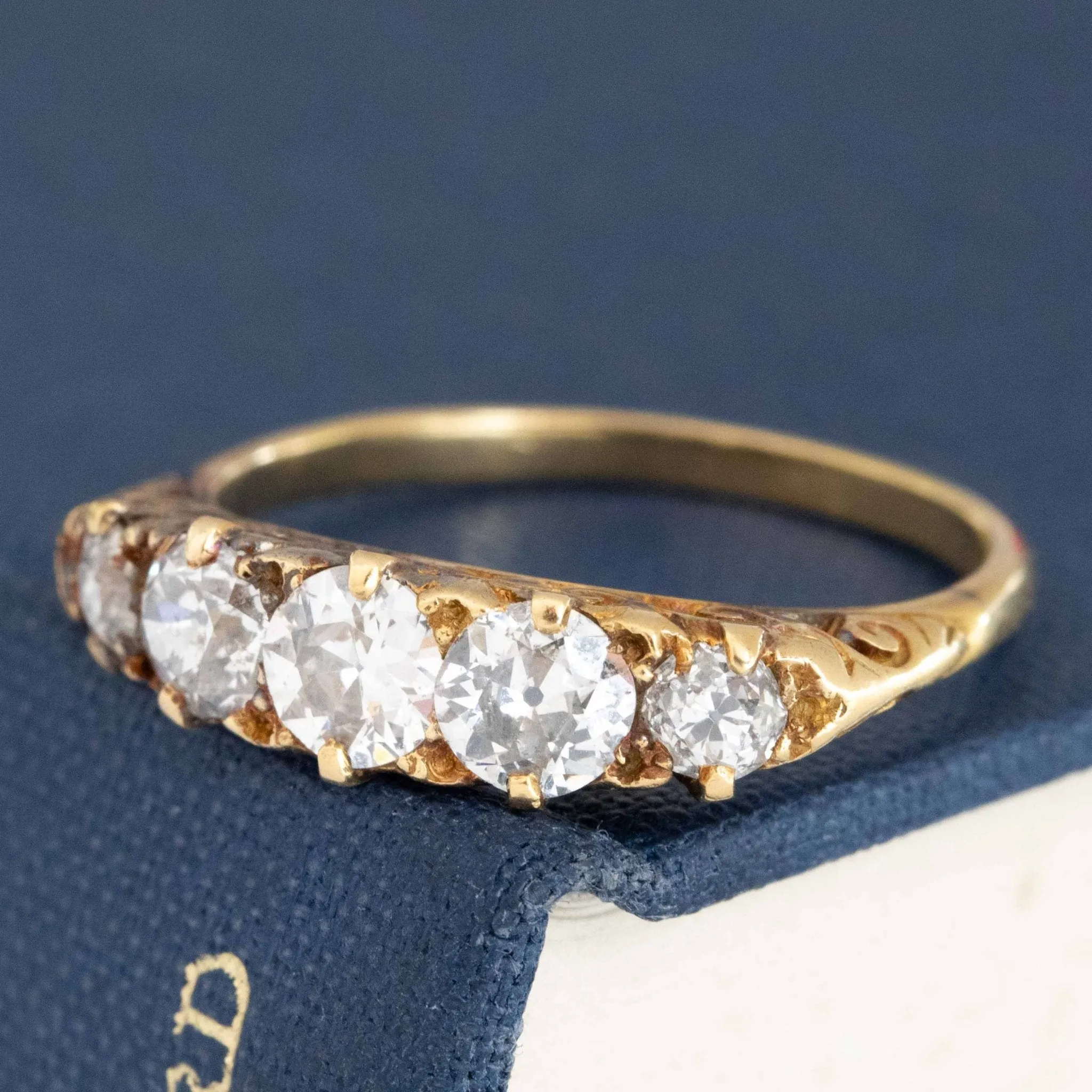 1.11ctw Vintage Old European Cut Diamond 5-Stone Graduated Band